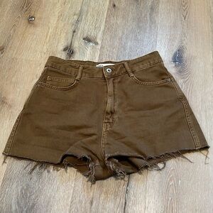 Zara Cord Shorts Brown Size 6 Cut Offs